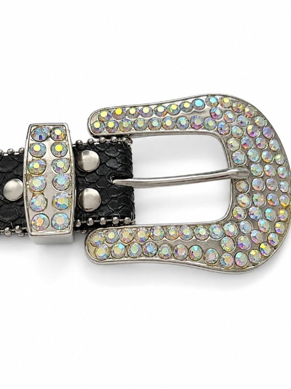 Nocona Women's XL Genuine Leather Rhinestone Western Belt Star Concho Black 41"